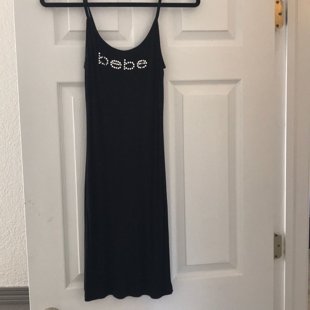 Black ribbed dress with Swarovski crystals